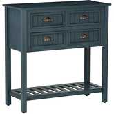 Brimley Beadboard Console Table in Dark Teal Blue Wood