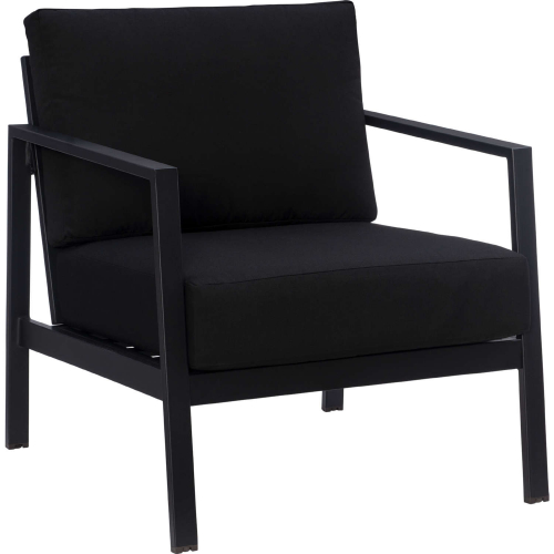 Holland Outdoor Accent Chair in Black Aluminum & Black Fabric