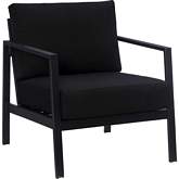 Holland Outdoor Accent Chair in Black Aluminum & Black Fabric