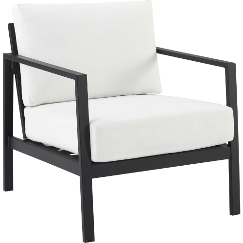Holland Outdoor Accent Chair in Black Aluminum & White Fabric