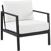 Holland Outdoor Accent Chair in Black Aluminum & White Fabric