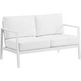 Holland Outdoor Loveseat in White Aluminum & White Fabric