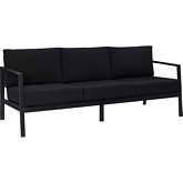 Holland Outdoor Sofa in Black Aluminum & Black Fabric