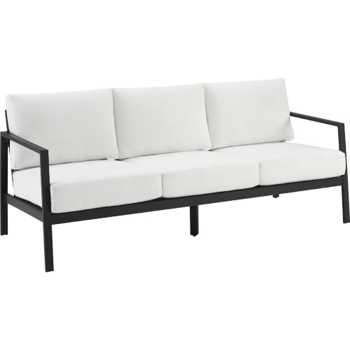 Holland Outdoor Sofa in Black Aluminum & White Fabric