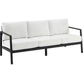 Holland Outdoor Sofa in Black Aluminum & White Fabric