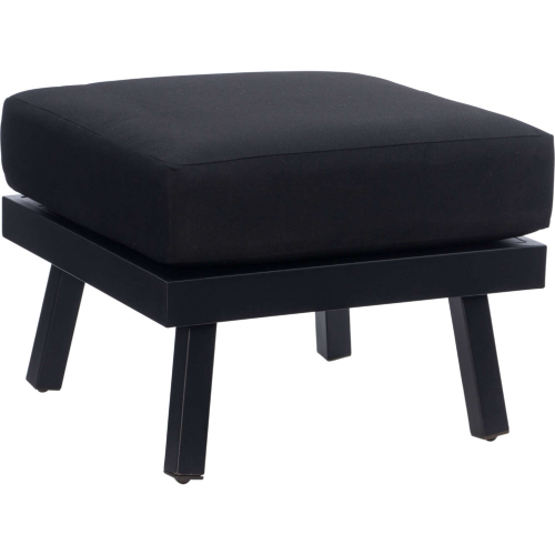 Holland Outdoor Ottoman in Black Aluminum & Black Fabric
