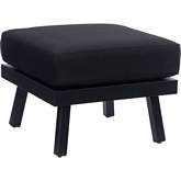 Holland Outdoor Ottoman in Black Aluminum & Black Fabric