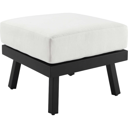 Holland Outdoor Ottoman in Black Aluminum & White Fabric
