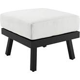 Holland Outdoor Ottoman in Black Aluminum & White Fabric