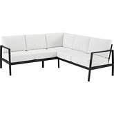Holland Outdoor Sectional Sofa in Black Aluminum & White Fabric