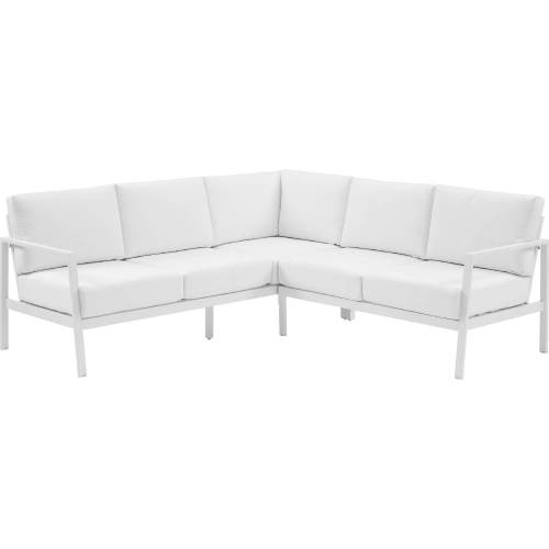 Holland Outdoor Sectional Sofa in White Aluminum & White Fabric
