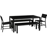 Holland Outdoor 5 Piece Dining Set in Black Aluminum