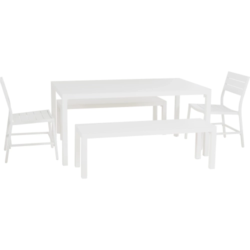 Holland Outdoor 5 Piece Dining Set in White Aluminum