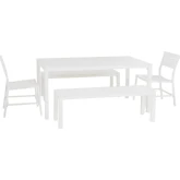 Holland Outdoor 5 Piece Dining Set in White Aluminum