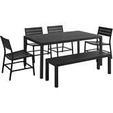 Holland Outdoor 6 Piece Dining Set in Black Aluminum