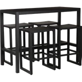 Holland Outdoor 5 Piece Tavern Set in Black Aluminum