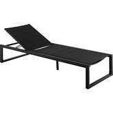 Holland Outdoor Chaise Lounge in Black Aluminum & Black Fabric