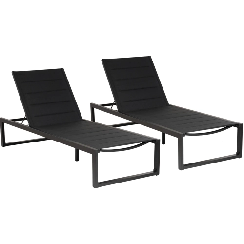 Holland Outdoor Chaise Lounge Black Aluminum (Set of 2)