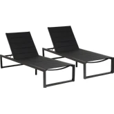 Holland Outdoor Chaise Lounge Black Aluminum (Set of 2)