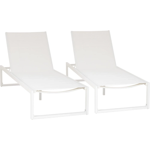Holland Outdoor Chaise Lounge White Aluminum (Set of 2)