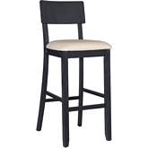 Jorissen Bar Stool in Dark Charcoal Wash Wood & Beige Fabric