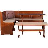 Chelsea Dining Nook in Walnut Finish Wood & Beige Fabric