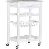 Roger Kitchen Island in White Wood & White Granite