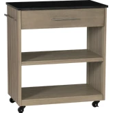 Alix Kitchen Cart in Grey Wood & Black Granite