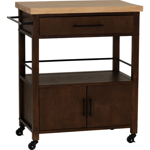 Lennix Kitchen Cart in Brown & Natural Wood