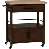 Lennix Kitchen Cart in Brown & Natural Wood
