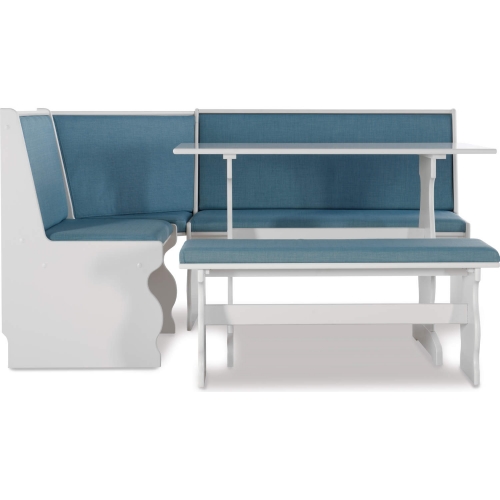 Sasha Dining Nook Set in White & Capri Blue Fabric