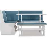 Sasha Dining Nook Set in White & Capri Blue Fabric
