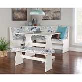 Sasha Dining Nook Set in White & Coffee Pattern Fabric