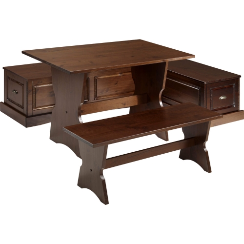 Colby Backless Dining Nook Set in Walnut Finish Wood
