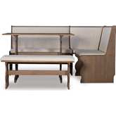 Sasha Dining Nook Set in Wood & Neutral Fabric