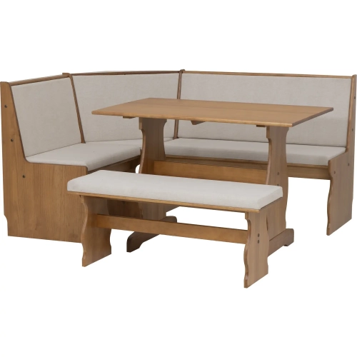 Sasha Dining Nook Set in Walnut Brown Finish Wood & Beige Fabric