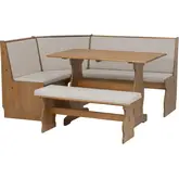 Sasha Dining Nook Set in Walnut Brown Finish Wood & Beige Fabric