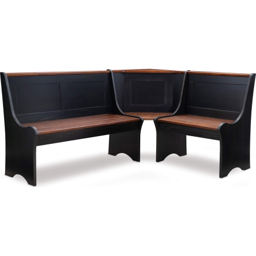 Parkside Corner Dining Nook in Antique Black & Walnut Finish
