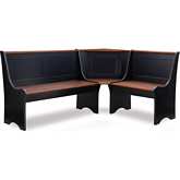 Parkside Corner Dining Nook in Antique Black & Walnut Finish