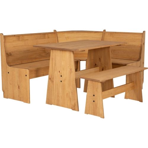 Waldron Corner Dining Nook Set in Natural Finish Wood