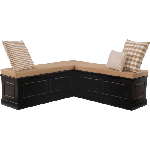 Tobin Backless Dining Nook in Black Finish Wood & Tan Fabric