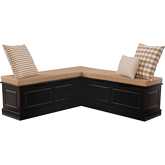 Tobin Backless Dining Nook in Black Finish Wood & Tan Fabric