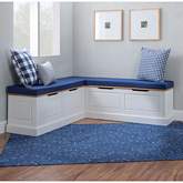 Tobin Dining Nook in Wood, White & Navy Blue Fabric by Linon