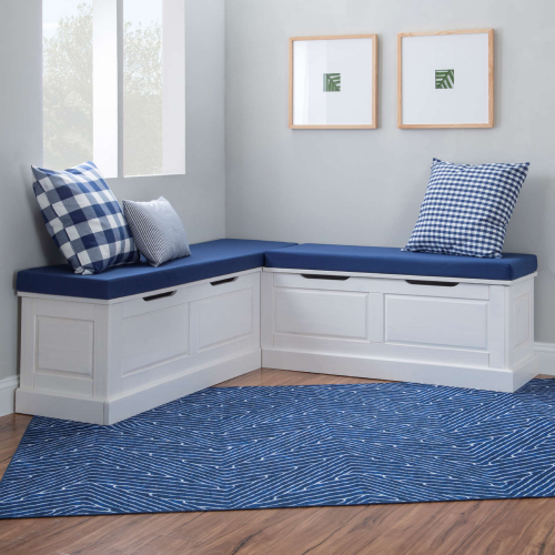 Tobin Dining Nook in White Wood & Navy Blue