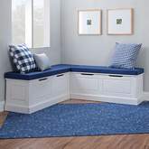 Tobin Dining Nook in White Wood & Navy Blue by Linon