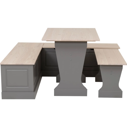 Tobin 3 Piece Dining Nook Set Grey & Natural Maple Wood