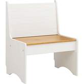 Linson 27" Dining Nook Bench in White & Honey Brown Wood