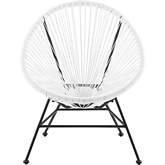 Millicent Outdoor Accent Chair in Black Metal & White Rope