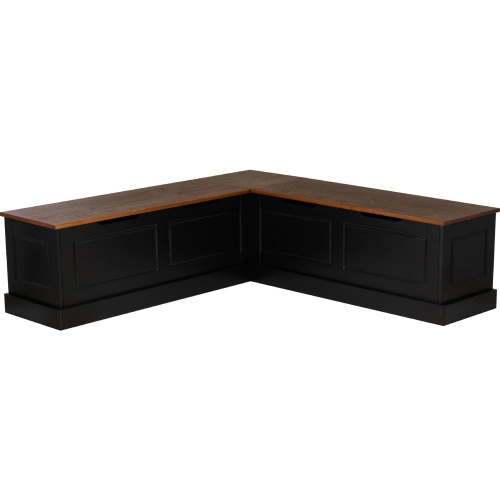 Tobin Backless Dining Nook in Black & Walnut Brown Finish Wood