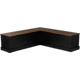 Tobin Backless Dining Nook in Black & Walnut Brown Finish Wood